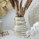 Ваза белая с рельефной поверхностью и золотыми полосами Vase Beehive варинант исполнения - 5 | Loft Concept в Орле