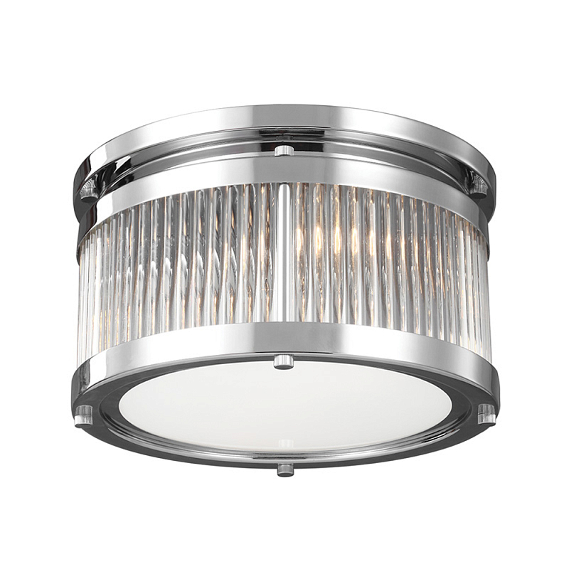 Потолочный светильник с цилиндрическим плафоном из рифленого прозрачного стекла Feiss Прозрачный Хром в Орле | Loft Concept 