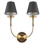 Бра с металлическим основанием бронзового цвета и 2-мя черными конусовидными абажурами Dignity варинант исполнения - 3 | Loft Concept в Орле
