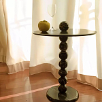 Дизайнерский журнальный стол с основанием в виде черных мраморных бусин Mybimus варинант исполнения - 1 | Loft Concept в Орле