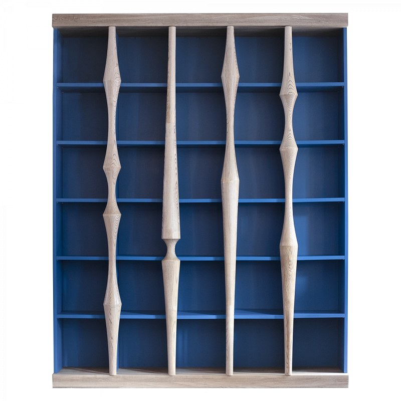 Стеллаж Oak Columns & Blue Светлый дуб Синий Стеллаж Oak Columns & Blue Светлый дуб Синий в Орле | Loft Concept