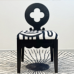 Дизайнерский стул с круглой деревянной спинкой Black and White Clover варинант исполнения - 2 | Loft Concept в Орле