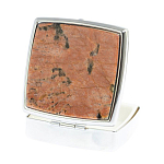 Таблетница карманная квадратная с 2-мя отделениями с зеркалом и накладкой из натурального камня Пегматит Silver Stone Pillboxes варинант исполнения - 2 | Loft Concept в Орле