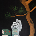 Обои ручная роспись The Art of Learning and Steps for the Flowers by Teo Yang Original colourway on Pitch dyed silk варинант исполнения - 2 | Loft Concept в Орле