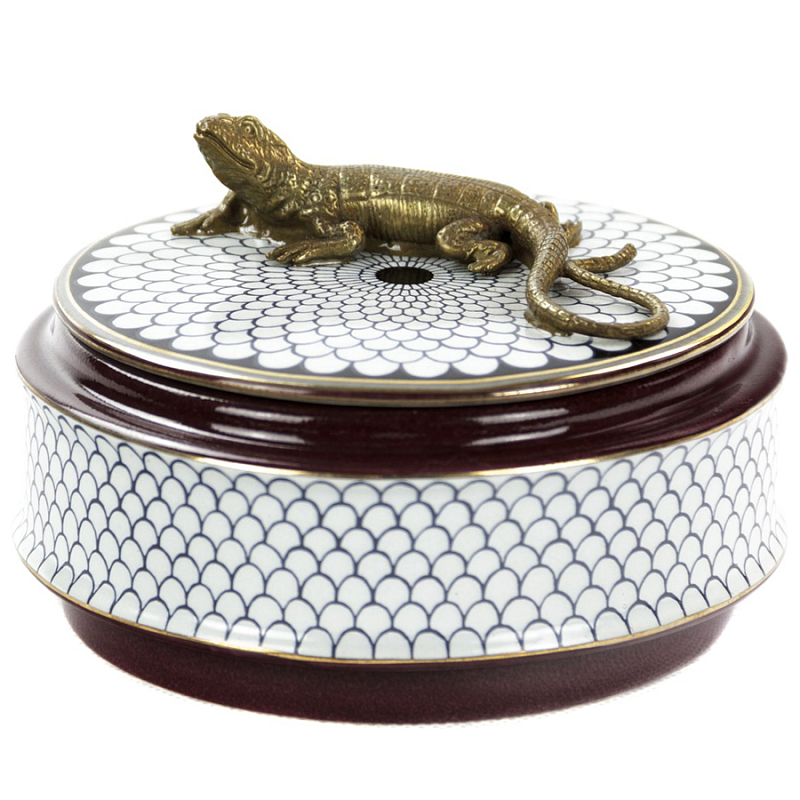 Шкатулка Box Bronze Lizard Белый Бронза Коричневый Шкатулка Box Bronze Lizard Белый Бронза Коричневый в Орле | Loft Concept