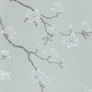 Обои ручная роспись Magnolia Canopy Original Colourway on Adam Grey dyed silk