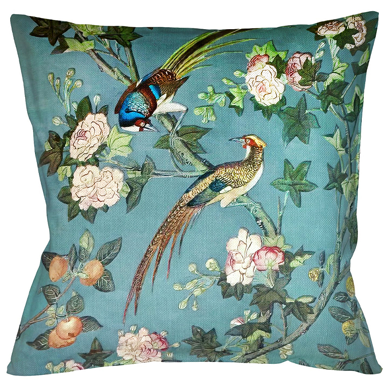 Подушка декоративная с изображением птицы в саду Chinoiserie Birds in the Garden Cushion Бирюзовый Мульти Подушка декоративная с изображением птицы в саду Chinoiserie Birds in the Garden Cushion Бирюзовый Мульти в Орле | Loft Concept