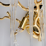 Бра золотого цвета с разветвленными ветвями и длинными прозрачными подвесками в форме стеклянных сосулек Droplet Chandelier варинант исполнения - 6 | Loft Concept в Орле