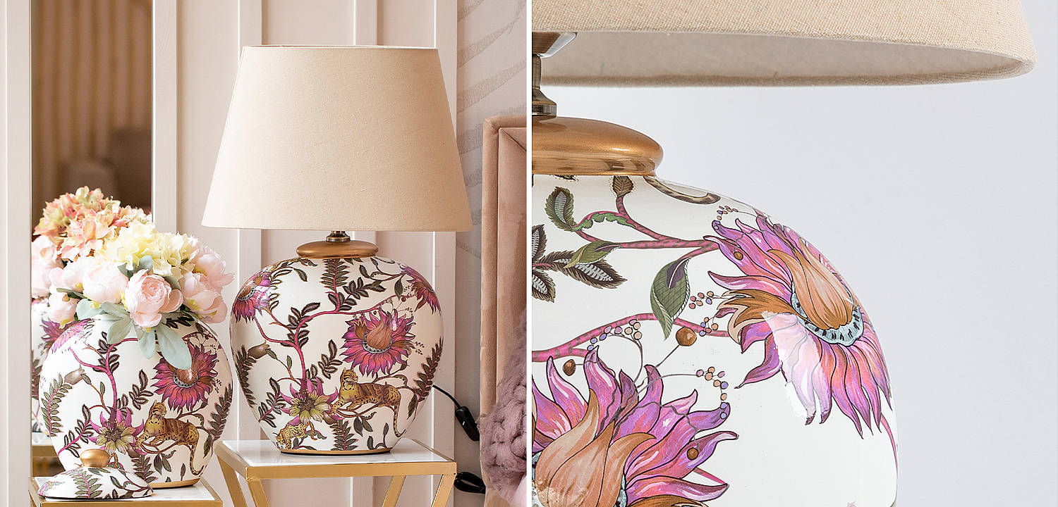 Настольная лампа с абажуром Leopard Flowers Lampshade Настольная лампа с абажуром Leopard Flowers Lampshade - Loft-Concept в Орле