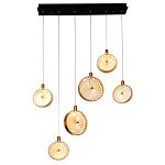 Подвесной светильник с плафонами из рельефного стекла Peony Glass Bronze Six варинант исполнения - 2 | Loft Concept в Орле