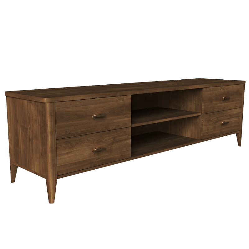 ТВ-тумба с 4-мя ящиками и полками из массива бука Tasteful Furniture Коричневый ТВ-тумба с 4-мя ящиками и полками из массива бука Tasteful Furniture Коричневый в Орле | Loft Concept