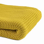 Плед из хлопка жемчужной вязки горчичного цвета Waffle Comfort варинант исполнения - 2 | Loft Concept в Орле