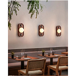 Настенный светильник овальный с деревянным основанием Wood Wall Lamp варинант исполнения - 1 | Loft Concept в Орле