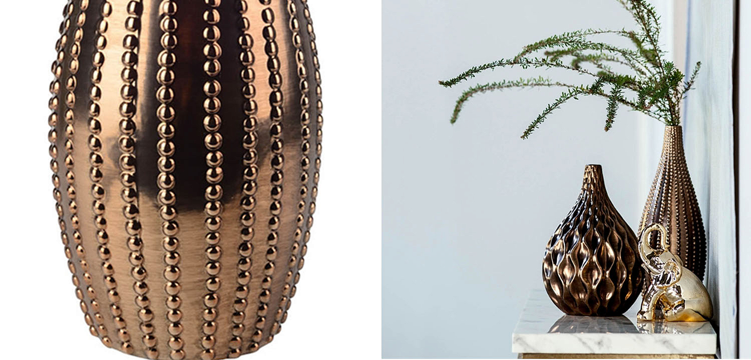Ваза Ribbed Vase Narrow Throat bronze-gold 38 Ваза Ribbed Vase Narrow Throat bronze-gold 38 - Loft-Concept в Орле