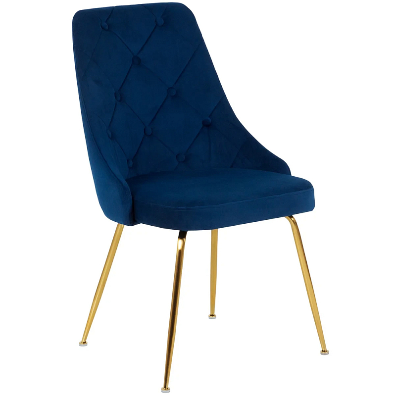 Стул в темно-синей велюровой обивке Ward Dark Blue Velour Chair Золотой Темно-синий в Орле | Loft Concept 