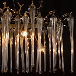 Люстра подвесная прямоугольная с бронзовыми акцентами и прозрачными стеклянными каплями Droplet Chandelier варинант исполнения - 6 | Loft Concept в Орле