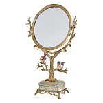 Зеркало с бронзовой подставкой в виде дерева и фарфоровыми птичками на голубом основании Eden Garden варинант исполнения - 1 | Loft Concept в Орле