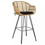 Стул барный с ротанговым плетением Half Bar Chair with Wicker с подлокотниками варинант исполнения - 2 | Loft Concept в Орле