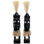 Комплект из 2-х деревянных статуэток Asmat Straw Headdress Statuettes Black варинант исполнения - 1 | Loft Concept в Орле