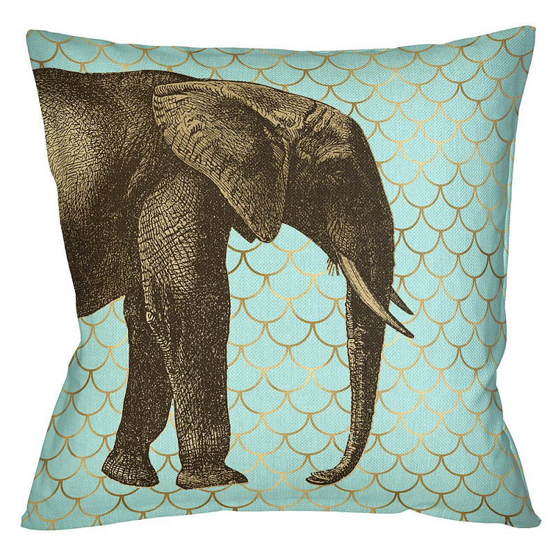 Подушка Safari light blue elephant Бирюзовый Глянцевое золото Подушка Safari light blue elephant Бирюзовый Глянцевое золото в Орле | Loft Concept