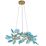 Люстра светодиодная золотистом каркасе с синими стеклянными листьями Blue Light Wreath варинант исполнения - 1 | Loft Concept в Орле