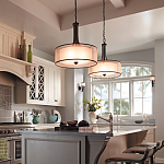 Люстра подвесная с двойным круглым плафоном из органзы и матового стекла Kichler варинант исполнения - 6 | Loft Concept в Орле