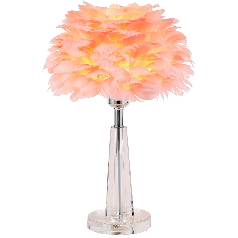 Настольная лампа с перьями Plumage Pink Table Lamp Розовый Хром Прозрачный Настольная лампа с перьями Plumage Pink Table Lamp Розовый Хром Прозрачный в Орле | Loft Concept