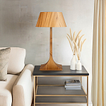 Настольная лампа со скошенным конусовидным абажуром и фигурной ножкой в цвете тик Accord Lighting варинант исполнения - 7 | Loft Concept в Орле