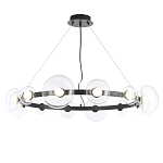 Люстра подвесная круглая с 12-ю прозрачными куполообразными плафонами и черным металлическим основанием Flos Wireline Lighting варинант исполнения - 1 | Loft Concept в Орле