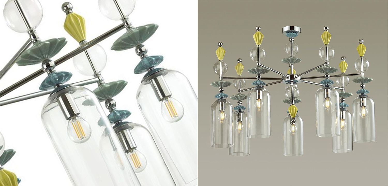 Люстра Iris Glass Chandelier candy 7 chrome Люстра Iris Glass Chandelier candy 7 chrome - Loft-Concept в Орле