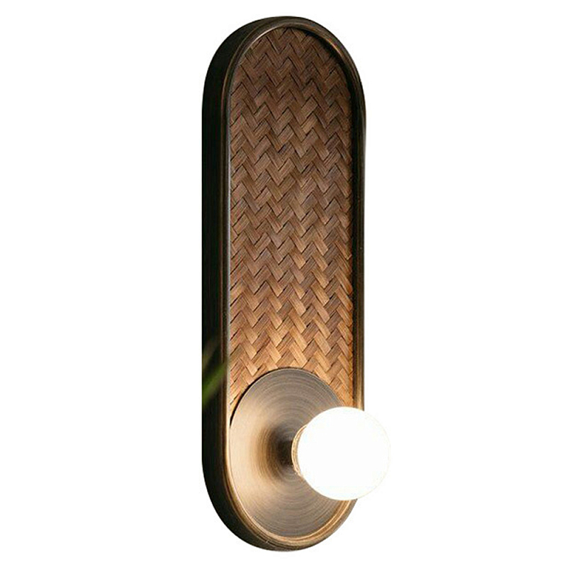Бра с декором из плетеного бамбука Wicker Oval Lamp Коричневый Бра с декором из плетеного бамбука Wicker Oval Lamp Коричневый в Орле | Loft Concept