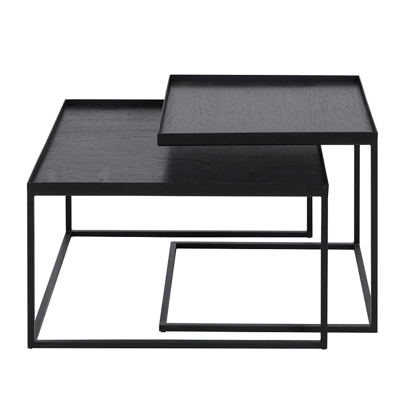 Комплект столиков с квадратными столешницами черные Black Table Combination Черный Комплект столиков с квадратными столешницами черные Black Table Combination Черный в Орле | Loft Concept