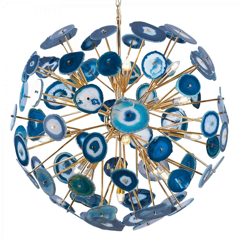 Люстра BRANQUINHO CHANDELIER AGATE blue Золотой Синий в Орле | Loft Concept 