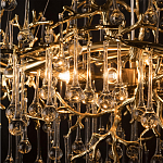 Подвесная люстра в виде ветвей деревьев золотого цвета с прозрачными подвесками-каплями 10 и 14 ламп Droplet Chandelier варинант исполнения - 6 | Loft Concept в Орле