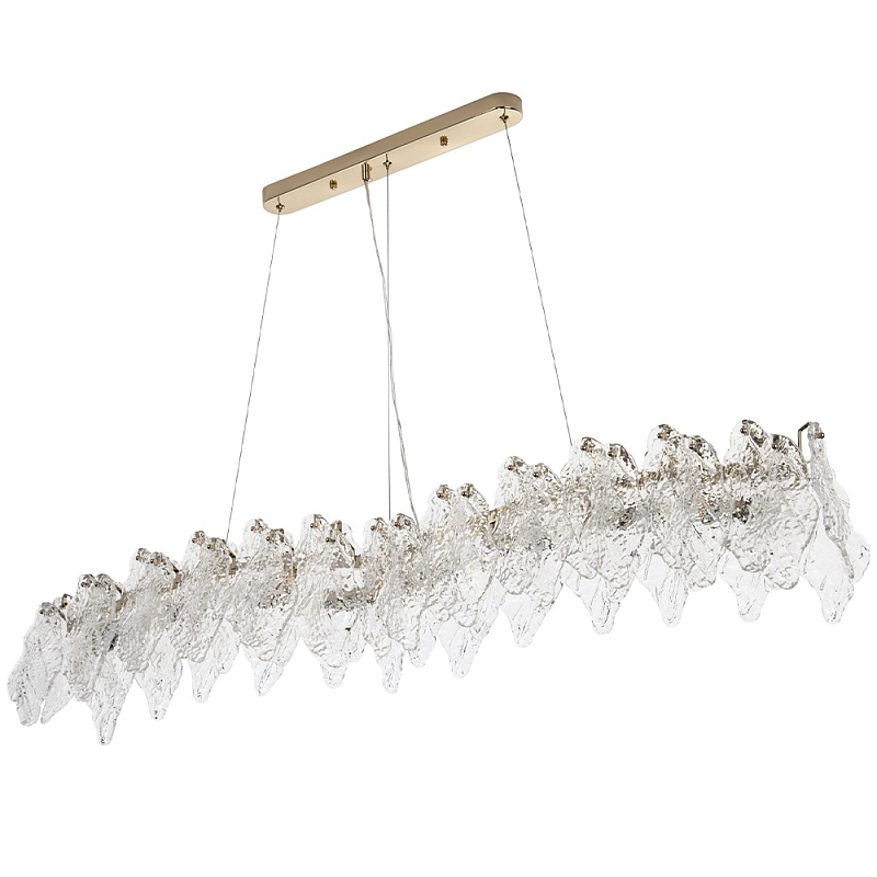 Линейная люстра с декором из текстурированного стекла Textured Glass Linear Chandelier 8 Прозрачное Стекло Золотой Линейная люстра с декором из текстурированного стекла Textured Glass Linear Chandelier 8 Прозрачное Стекло Золотой в Орле | Loft Concept