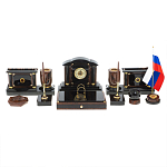 Настольный письменный набор с часами из природного камня обсидиана Peace Contract варинант исполнения - 1 | Loft Concept в Орле