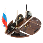 Настольный письменный набор с часами из природного камня обсидиана Oval Office варинант исполнения - 2 | Loft Concept в Орле