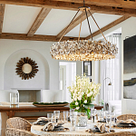 Люстра круглая с абажуром из устричных раковин Sea Ravens варинант исполнения - 4 | Loft Concept в Орле