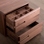 Прикроватный столик деревянный с 2-мя ящиками Moon Walnut Furniture варинант исполнения - 5 | Loft Concept в Орле