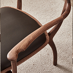 Стул деревянный с мягким сиденьем из коричневой натуральной кожи Moon Walnut Furniture варинант исполнения - 7 | Loft Concept в Орле