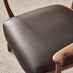 Стул деревянный с мягким сиденьем из коричневой натуральной кожи Moon Walnut Furniture варинант исполнения - 9 | Loft Concept в Орле