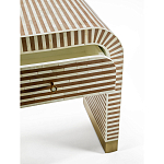 Тумбочка прикроватная с ящиком Tofino Stripes Bone Inlay Bedside Beige варинант исполнения - 3 | Loft Concept в Орле