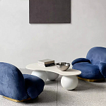 Дизайнерский журнальный стол с изогнутой столешницей на круглых ножках Rigilyr варинант исполнения - 3 | Loft Concept в Орле