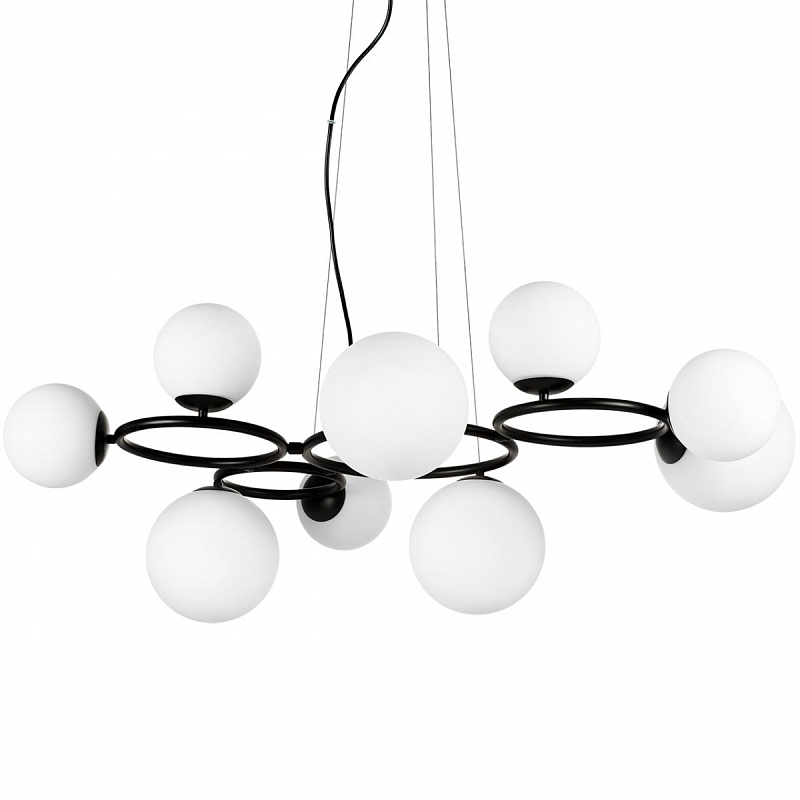 Люстра Bubbles on 4 Rings Chandelier Black Белый Черный Люстра Bubbles on 4 Rings Chandelier Black Белый Черный в Орле | Loft Concept
