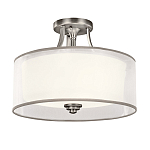 Потолочный светильник с двойным цилиндрическим плафоном из белого стекла и прозрачной органзы Kichler варинант исполнения - 7 | Loft Concept в Орле