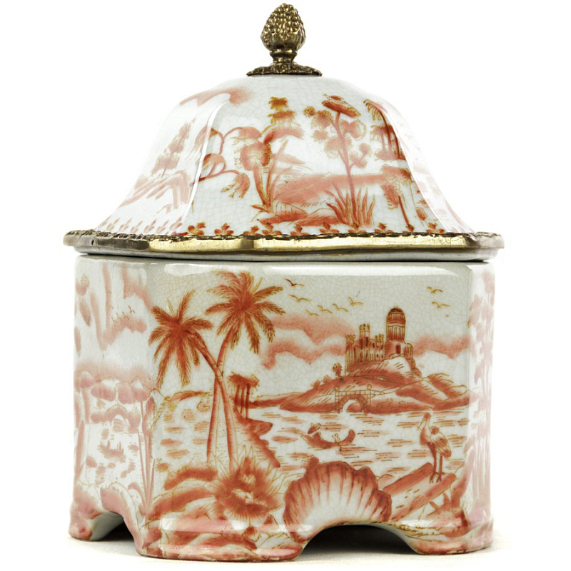 Шкатулка Box Chinoiserie Белый Бронза Коралловый Шкатулка Box Chinoiserie Белый Бронза Коралловый в Орле | Loft Concept
