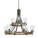 Люстра с цилиндрическим плафонами из толстого волнистого стекла в индустриальном стиле Feiss варинант исполнения - 1 | Loft Concept в Орле