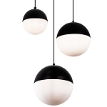 Каскадный светильник с 3-мя плафонами шары Ponzio Flos Cascade Trio Black Sphere Hanging Lamp варинант исполнения - 2 | Loft Concept в Орле