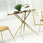 Обеденный стол с чёрной круглой столешницей на золотых ножках Rive Gauche Table варинант исполнения - 1 | Loft Concept в Орле