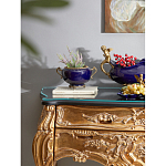 Чаша темно-синяя фарфоровая с бронзовыми ручками и ажурным ободком Eden Garden варинант исполнения - 4 | Loft Concept в Орле